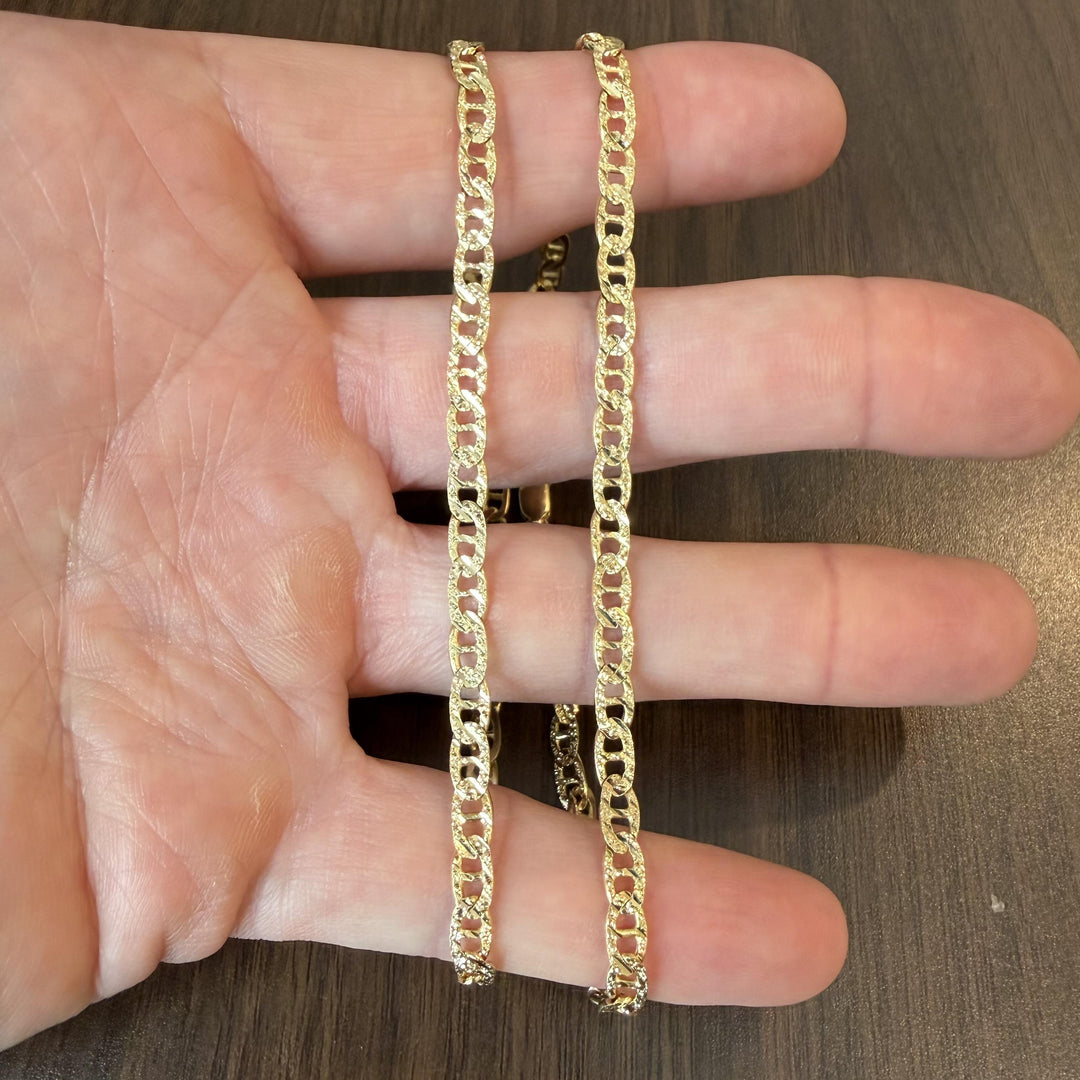 14k Yellow Gold 18.9g Solid Diamond Cut Mariner Link Chain Necklace Italy 22"