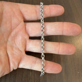 14k White Gold 5.4g Hollow Light 5mm Rolo Link Bracelet Turkey 8"