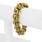 18k Yellow Gold 42g Heavy Thick Fancy Double Curb Link Bracelet Italy 7.5"