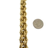 18k Yellow Gold 42g Heavy Thick Fancy Double Curb Link Bracelet Italy 7.5"