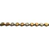 18k Yellow White and Rose Gold 6.8g Fancy Heart Link Bracelet 7.5"