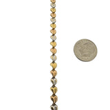 18k Yellow White and Rose Gold 6.8g Fancy Heart Link Bracelet 7.5"