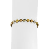 18k Yellow White and Rose Gold 6.8g Fancy Heart Link Bracelet 7.5"