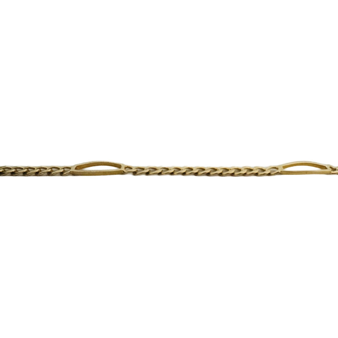 14k Yellow Gold 5.2g Ladies 3mm Curb Link Station Anklet Italy 9.5"