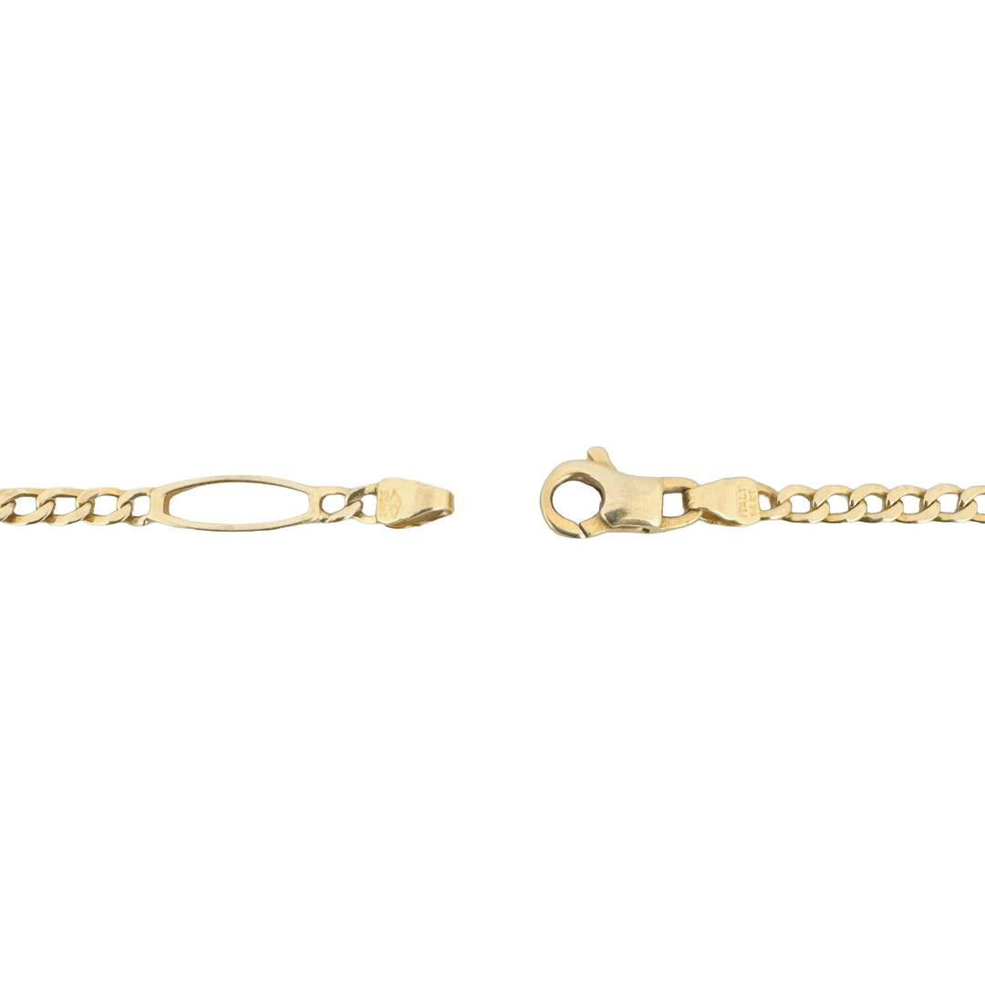 14k Yellow Gold 5.2g Ladies 3mm Curb Link Station Anklet Italy 9.5"