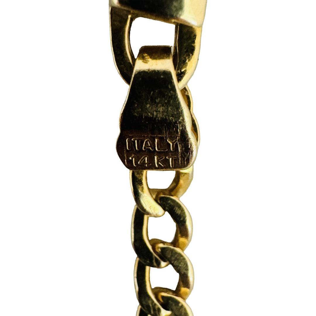 14k Yellow Gold 5.2g Ladies 3mm Curb Link Station Anklet Italy 9.5"