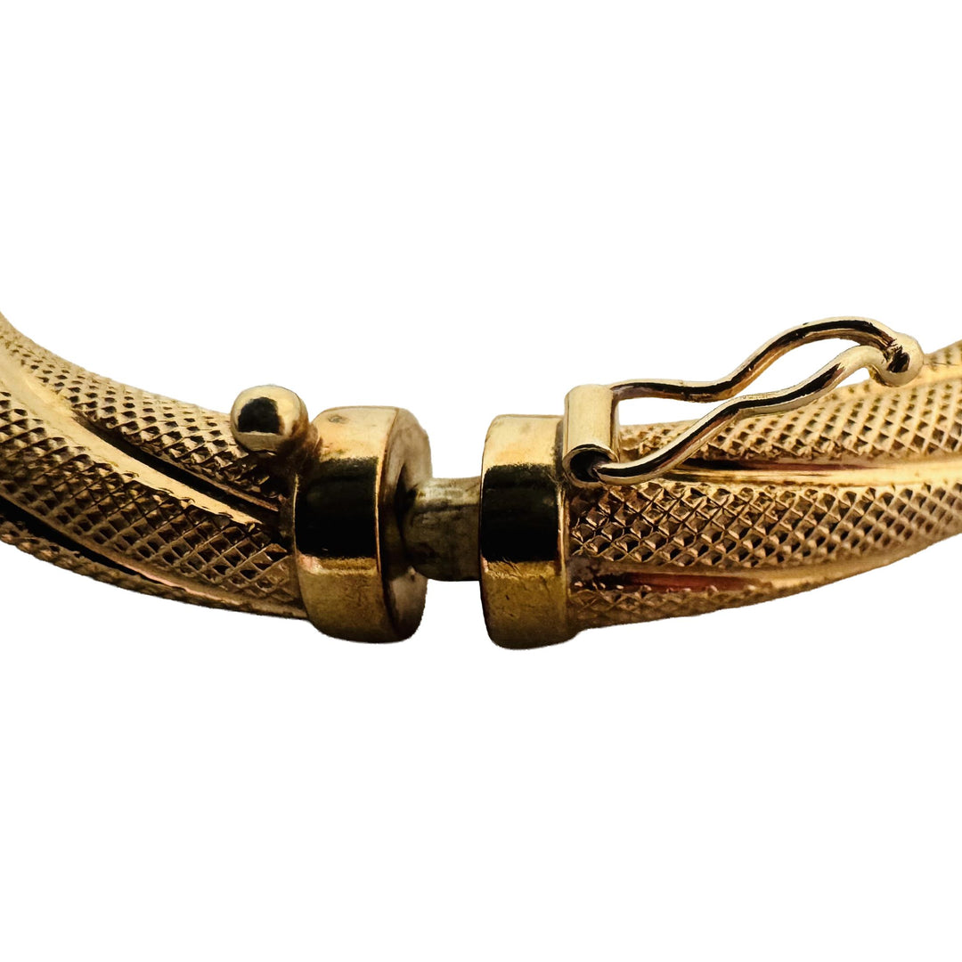 14k Yellow Gold 12g UnoAErre Vintage 6mm Spiral Bangle Bracelet Italy 6.85"