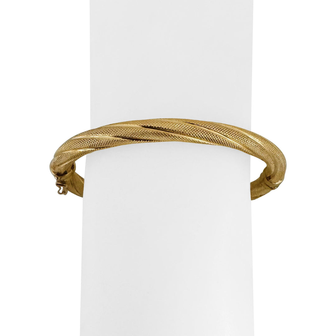 14k Yellow Gold 12g UnoAErre Vintage 6mm Spiral Bangle Bracelet Italy 6.85"