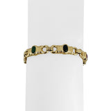 14k Yellow Gold 18.2g Bezel Set Sapphire Emerald and Ruby Link Bracelet 7"