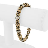 14k Yellow White and Rose Gold 15.5g Ladies Fancy Byzantine Link Bracelet 8"