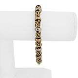 14k Yellow White and Rose Gold 15.5g Ladies Fancy Byzantine Link Bracelet 8"