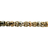 14k Yellow White and Rose Gold 15.5g Ladies Fancy Byzantine Link Bracelet 8"