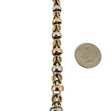14k Yellow White and Rose Gold 15.5g Ladies Fancy Byzantine Link Bracelet 8"