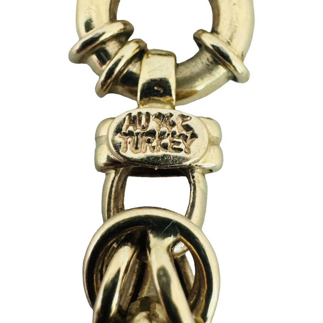 14k Yellow White and Rose Gold 15.5g Ladies Fancy Byzantine Link Bracelet 8"
