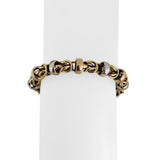 14k Yellow White and Rose Gold 15.5g Ladies Fancy Byzantine Link Bracelet 8"