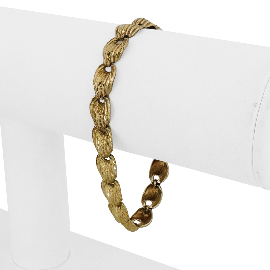 14k Yellow Gold 11g Diamond Cut Vintage Fancy Link Bracelet 7"