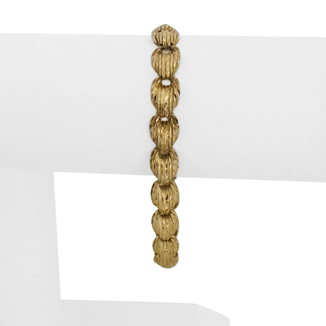 14k Yellow Gold 11g Diamond Cut Vintage Fancy Link Bracelet 7"