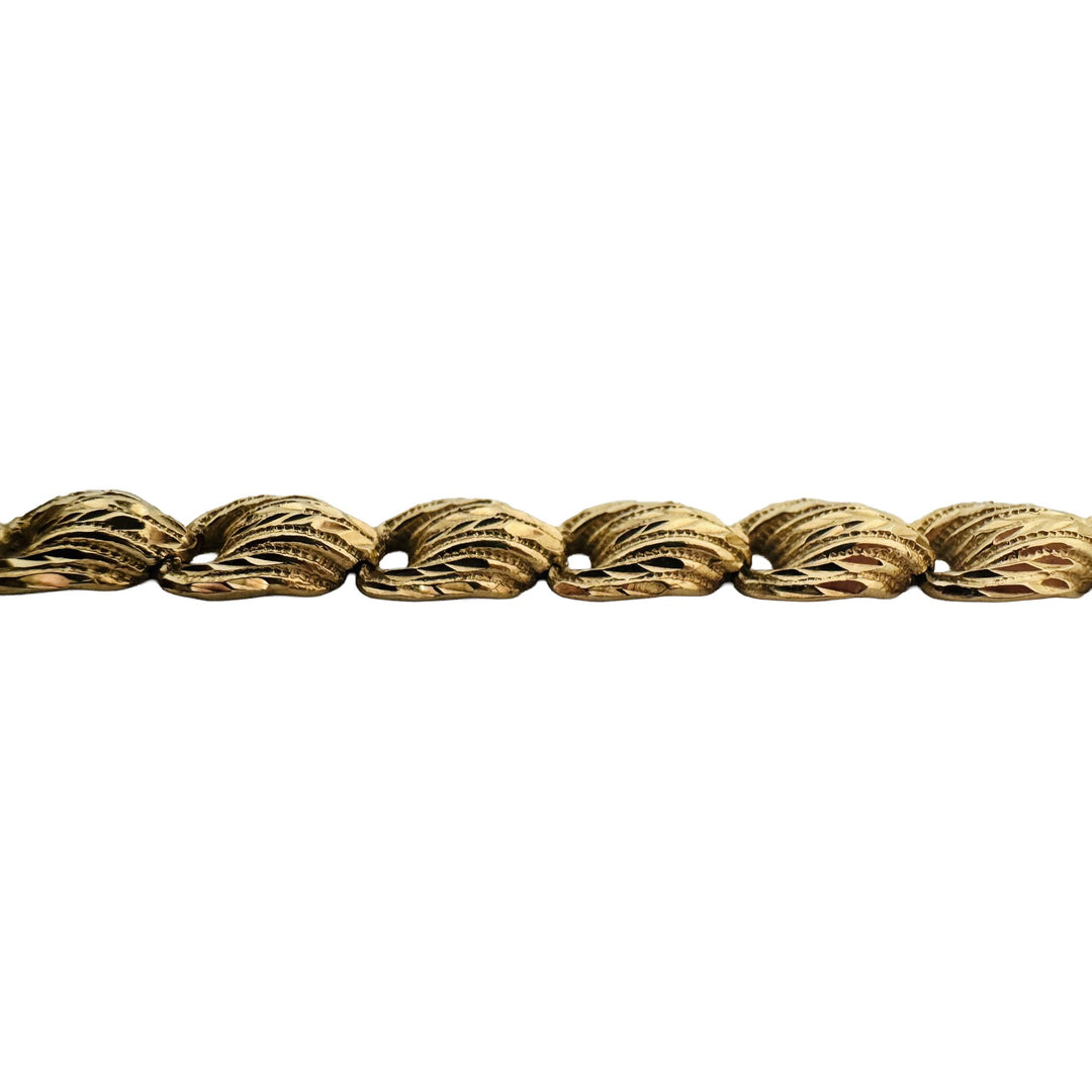 14k Yellow Gold 11g Diamond Cut Vintage Fancy Link Bracelet 7"