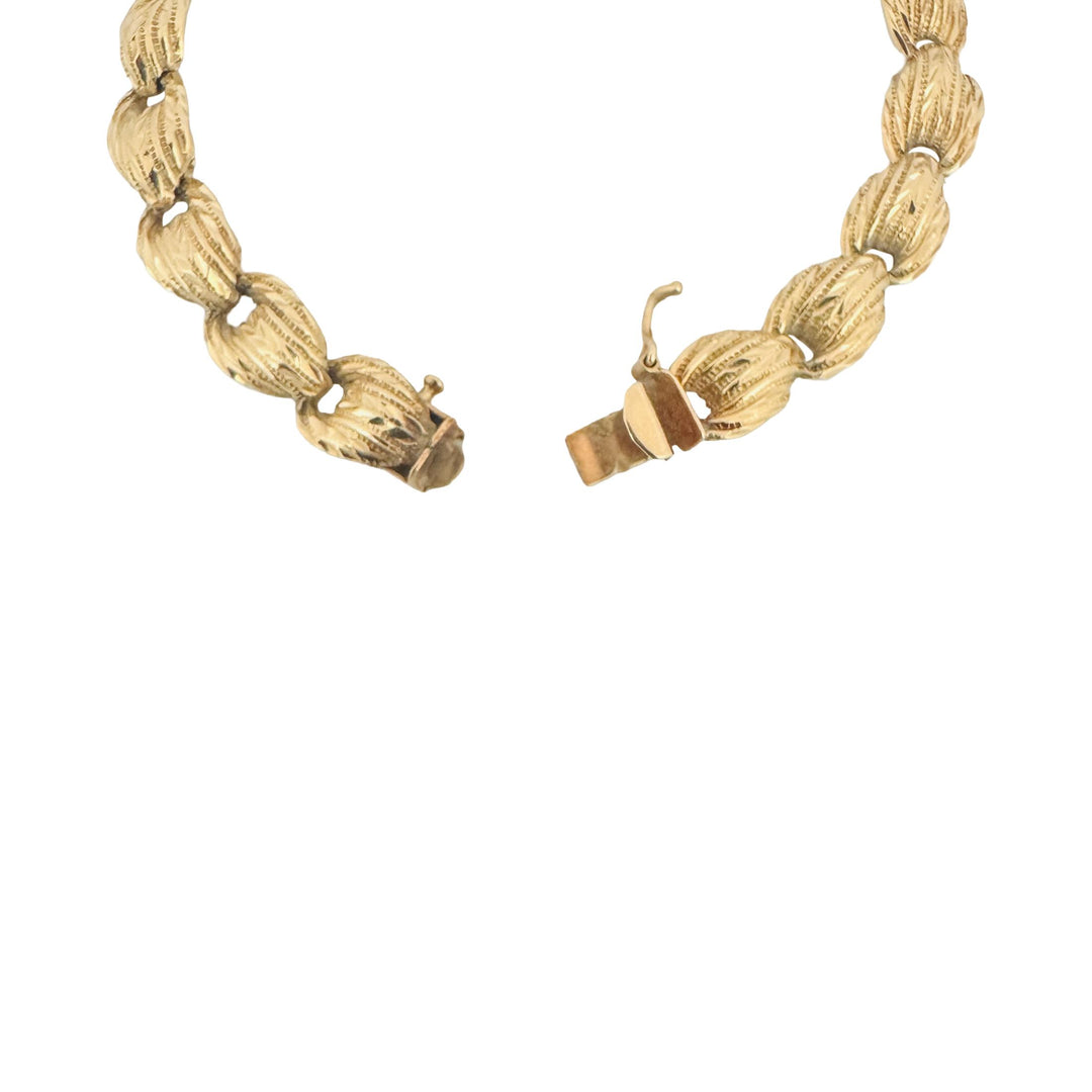 14k Yellow Gold 11g Diamond Cut Vintage Fancy Link Bracelet 7"