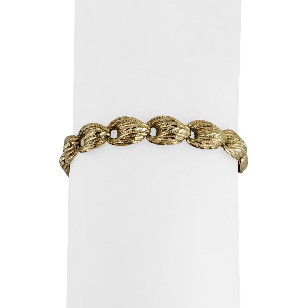 14k Yellow Gold 11g Diamond Cut Vintage Fancy Link Bracelet 7"