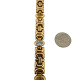 14k Yellow Gold 26.7g Bezel Set Multi Gemstone Vintage Fancy Link Bracelet 7"