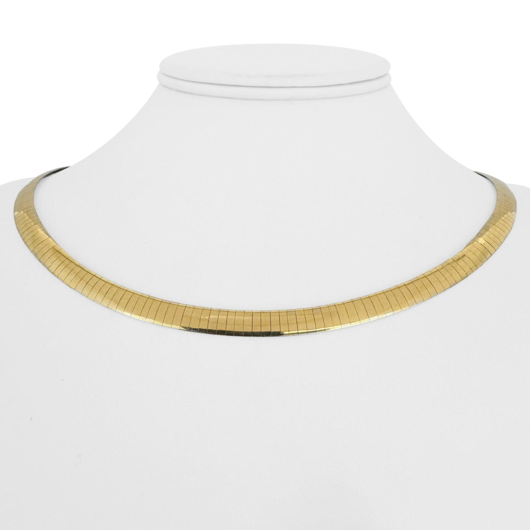 14k Yellow and White Gold 32g Reversible Solid 6mm Omega Link Necklace 18"