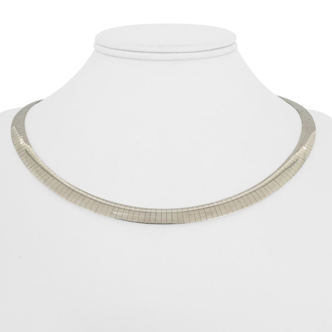 14k Yellow and White Gold 32g Reversible Solid 6mm Omega Link Necklace 18"