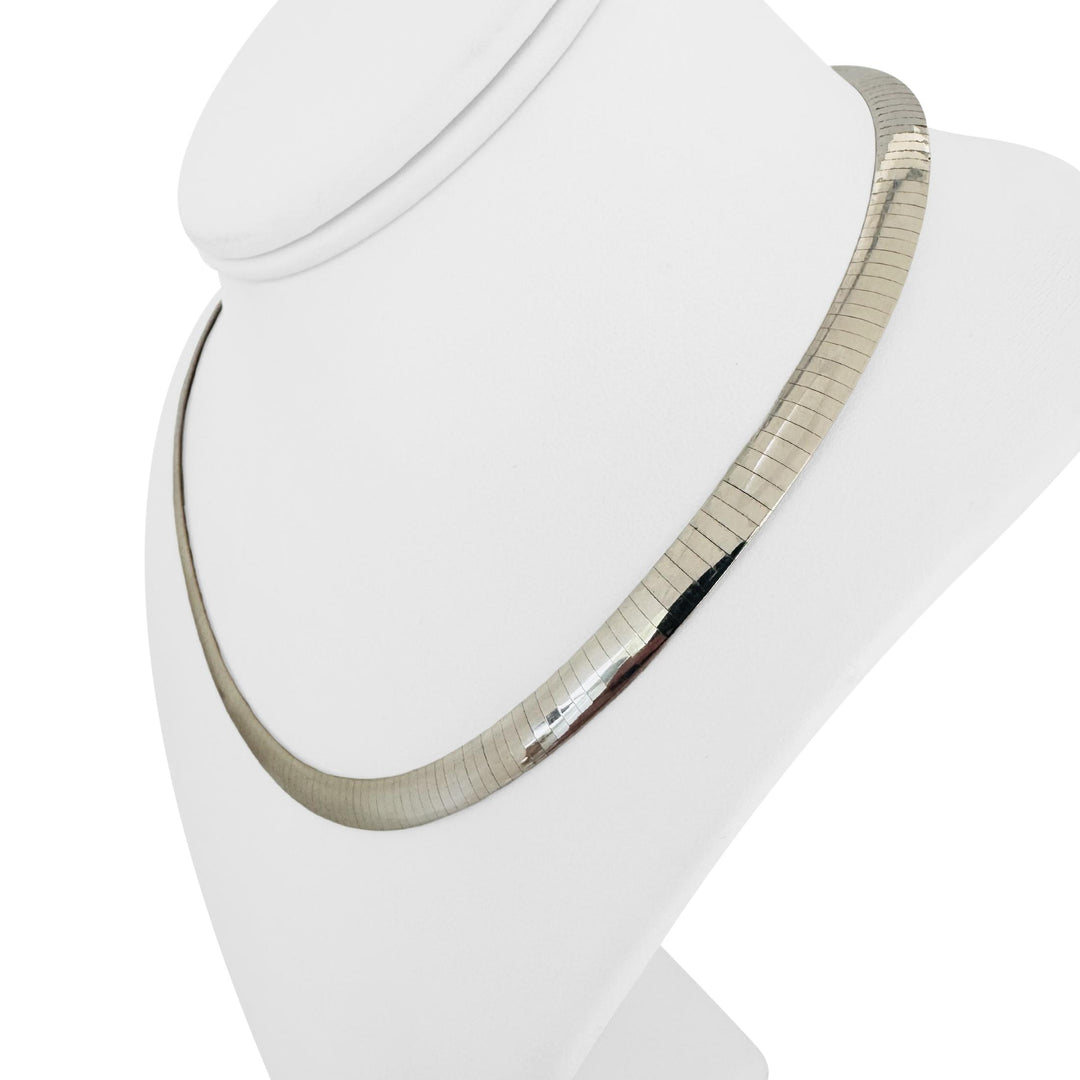 14k Yellow and White Gold 32g Reversible Solid 6mm Omega Link Necklace 18"