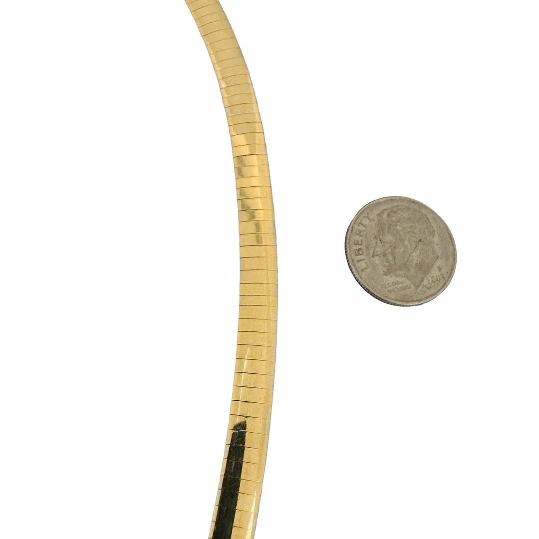 14k Yellow and White Gold 32g Reversible Solid 6mm Omega Link Necklace 18"