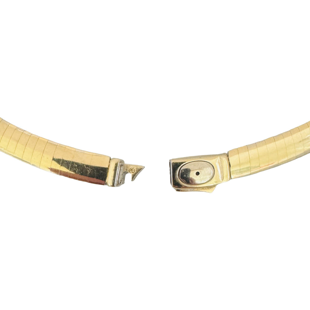 14k Yellow and White Gold 32g Reversible Solid 6mm Omega Link Necklace 18"
