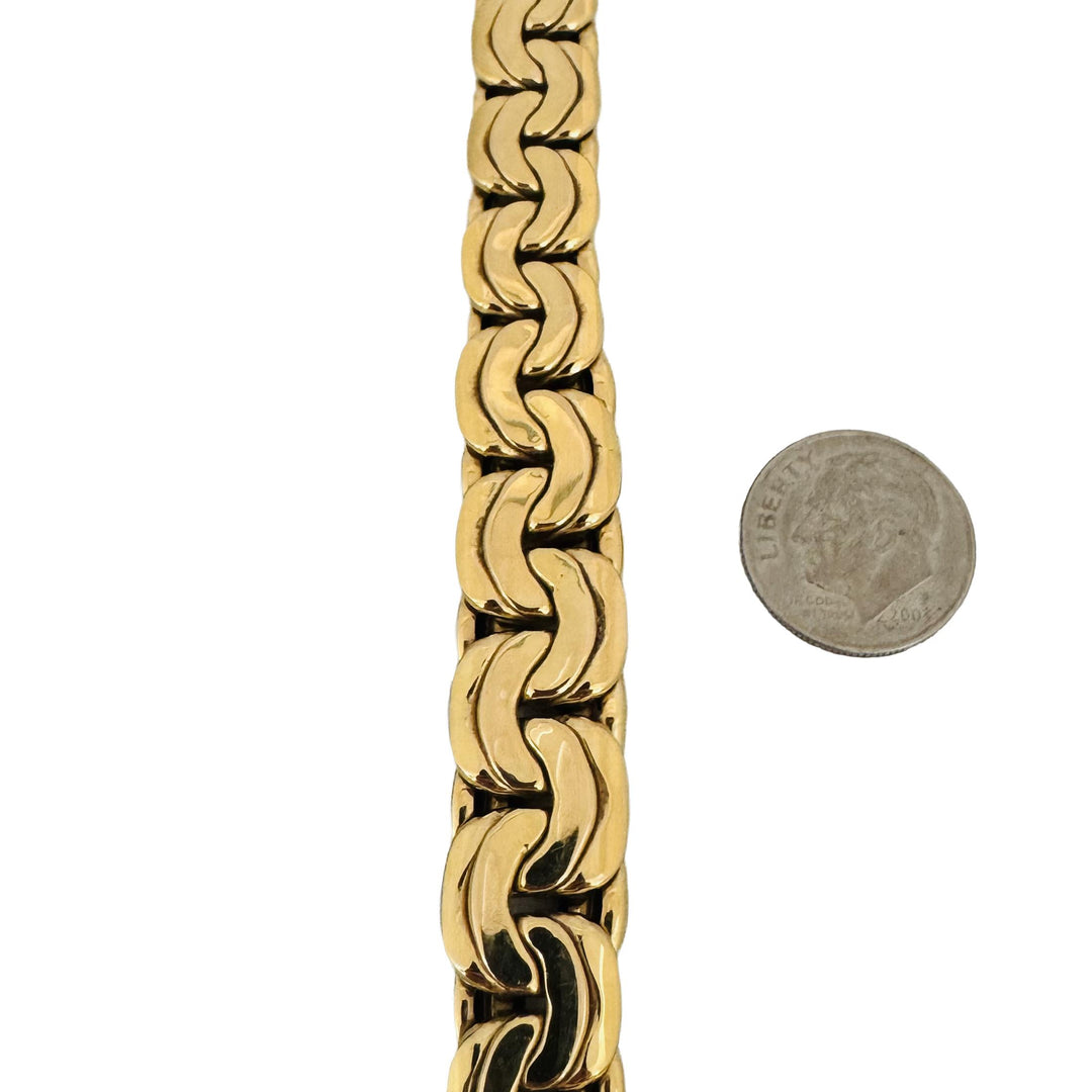14k Yellow Gold 59.4g Heavy Thick Graduated Fancy Link Necklace Italy 17"