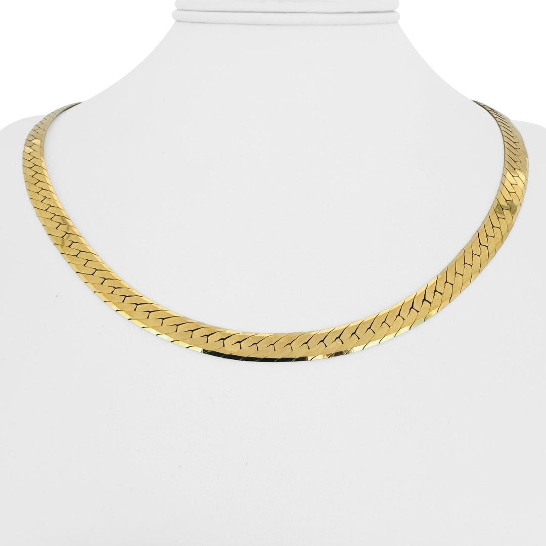14k Yellow Gold 29.5g Solid Heavy Thick 6mm Herringbone Link Necklace Italy 20"