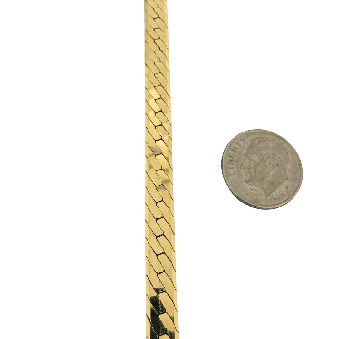 14k Yellow Gold 29.5g Solid Heavy Thick 6mm Herringbone Link Necklace Italy 20"