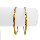 Pair of 22k Yellow Gold 24g Solid Fancy Slip On Bangle Bracelets 7"