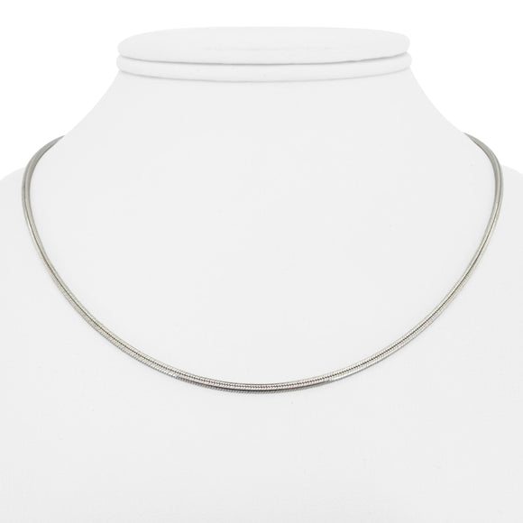 18k White Gold 8.8g Solid Thin 1.5mm Squared Snake Link Necklace Italy 16
