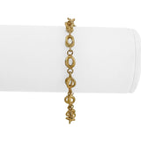 18k Yellow Gold 4.4g Hollow Light 6.5mm Fancy Circle Link Bracelet Italy 6.5"