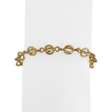 18k Yellow Gold 4.4g Hollow Light 6.5mm Fancy Circle Link Bracelet Italy 6.5"