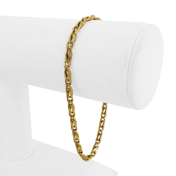 18k Yellow Gold 4.9g Hollow Light 3.5mm Fancy Link Bracelet Italy 8