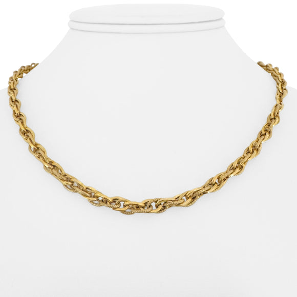 14k Yellow Gold 9.9g UnoAErre Vintage Fancy Link Chain Necklace Italy 17