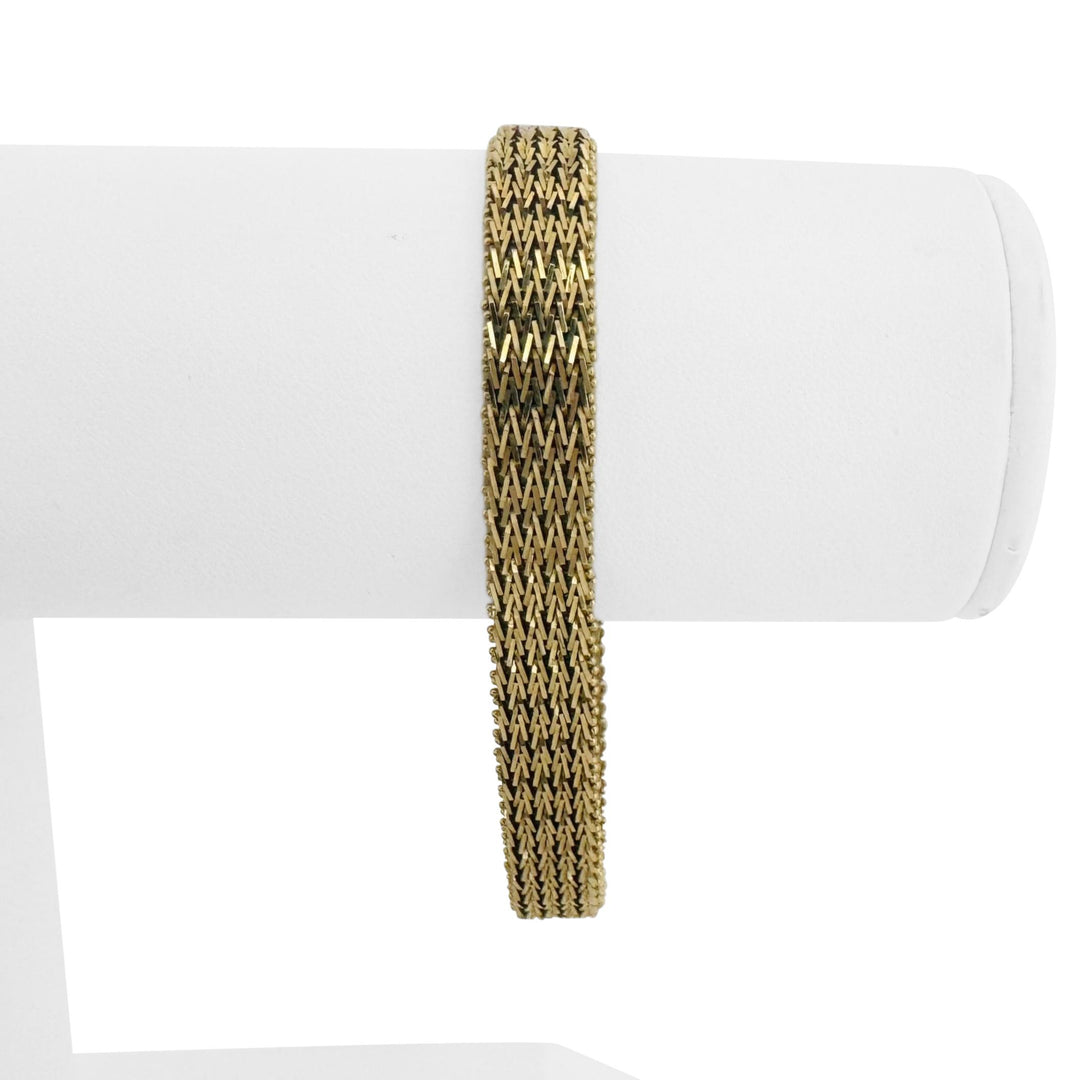 14k Yellow Gold 21.8g Solid Heavy 8.5mm Woven Mesh Link Bracelet 7.25"