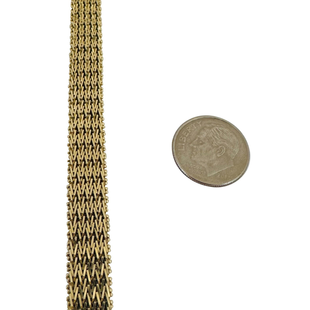14k Yellow Gold 21.8g Solid Heavy 8.5mm Woven Mesh Link Bracelet 7.25"