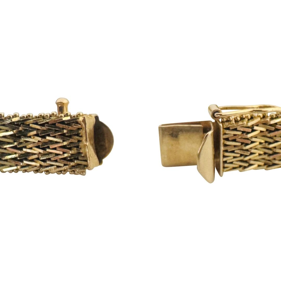 14k Yellow Gold 21.8g Solid Heavy 8.5mm Woven Mesh Link Bracelet 7.25"