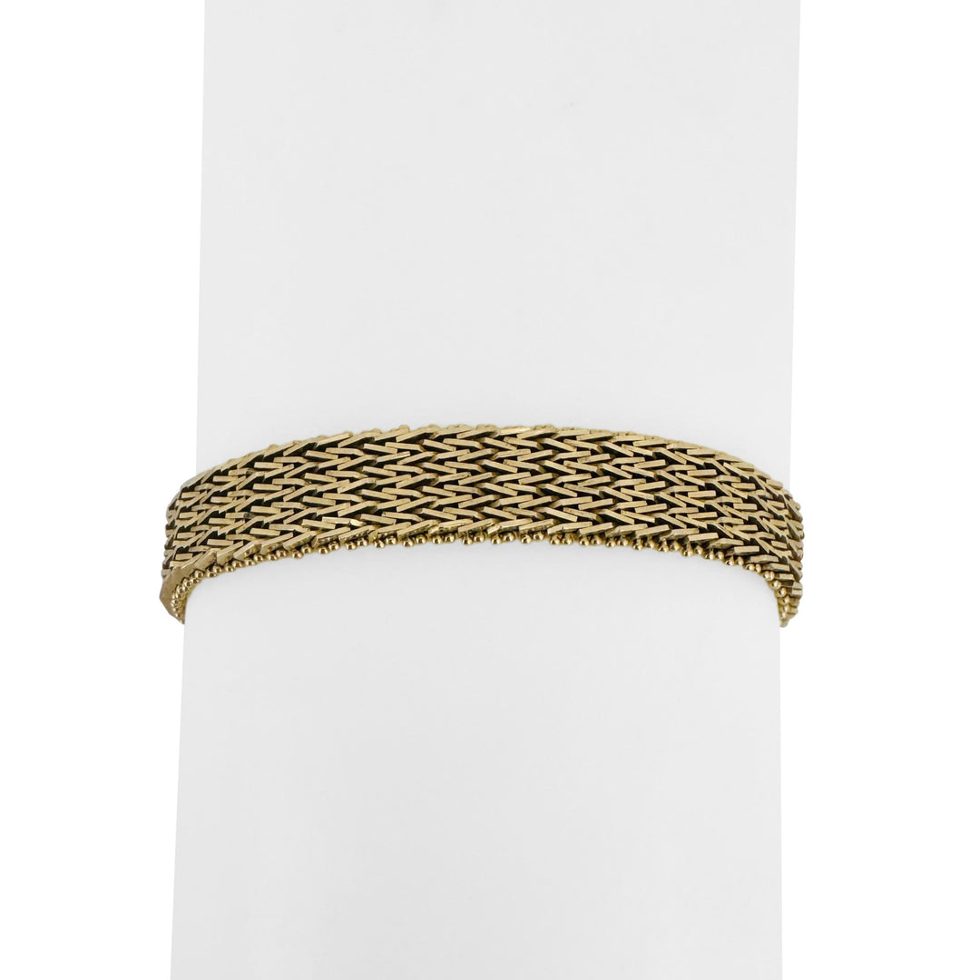14k Yellow Gold 21.8g Solid Heavy 8.5mm Woven Mesh Link Bracelet 7.25"