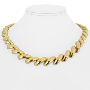 14k Yellow Gold 48.6g Graduated Polished San Marco Link Necklace Italy 18"