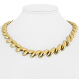 14k Yellow Gold 48.6g Graduated Polished San Marco Link Necklace Italy 18"
