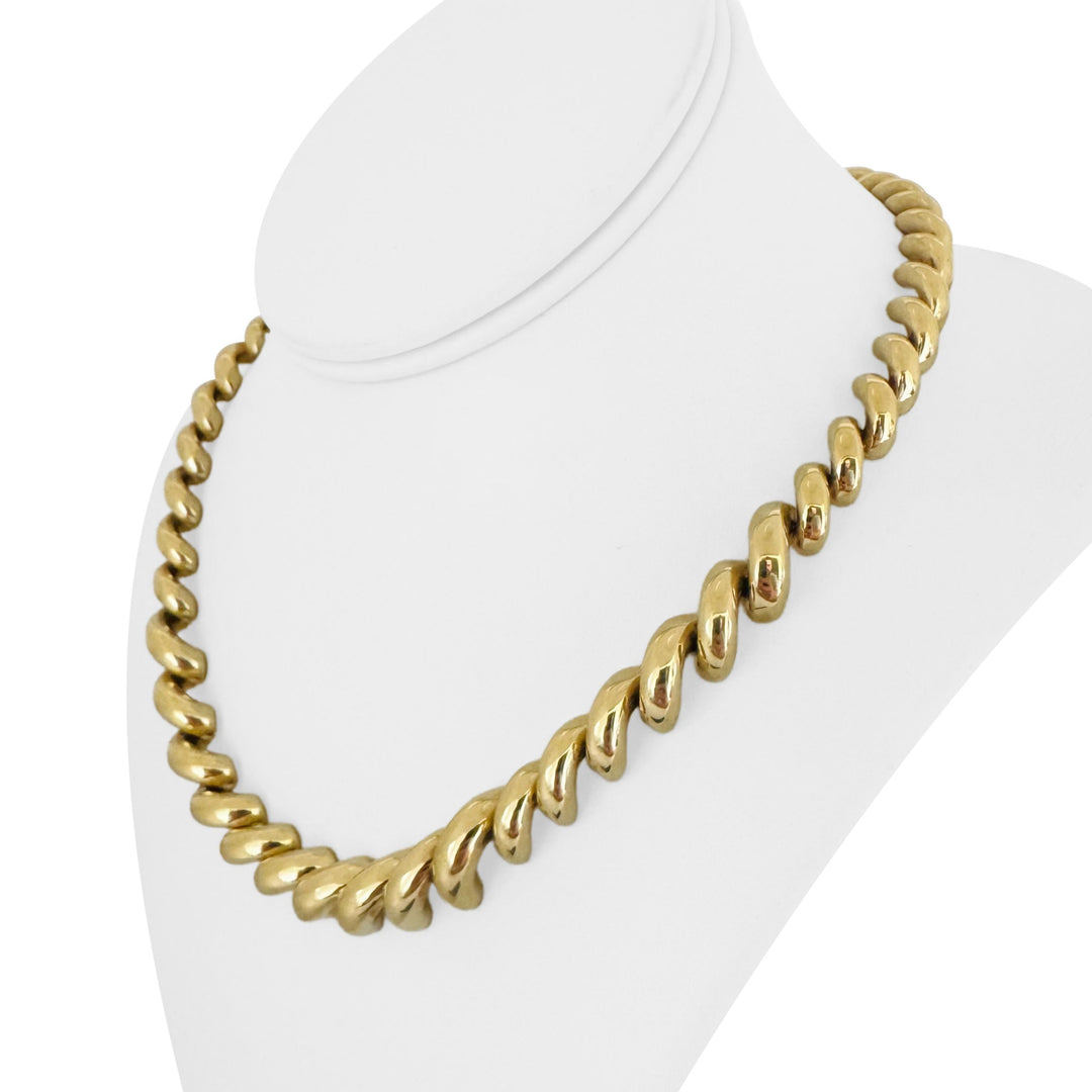 14k Yellow Gold 48.6g Graduated Polished San Marco Link Necklace Italy 18"
