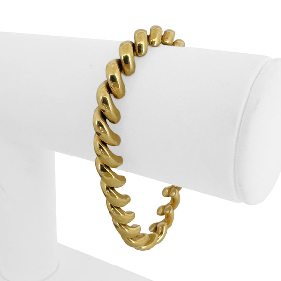 14k Yellow Gold 19.5g Ladies Polished 7.5mm San Marco Link Bracelet Italy 7