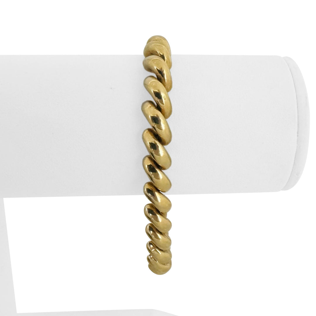14k Yellow Gold 19.5g Ladies Polished 7.5mm San Marco Link Bracelet Italy 7"