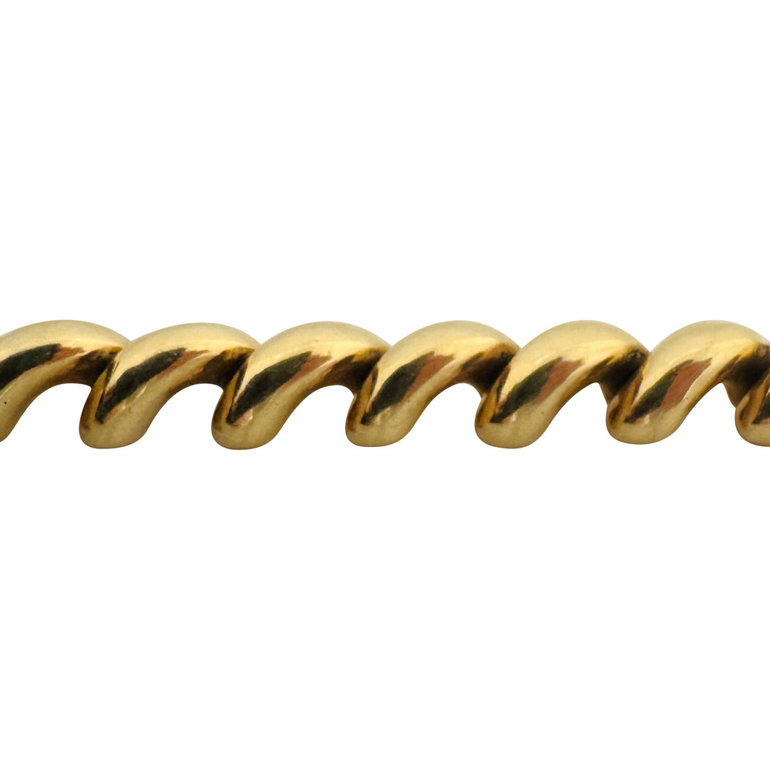 14k Yellow Gold 19.5g Ladies Polished 7.5mm San Marco Link Bracelet Italy 7"