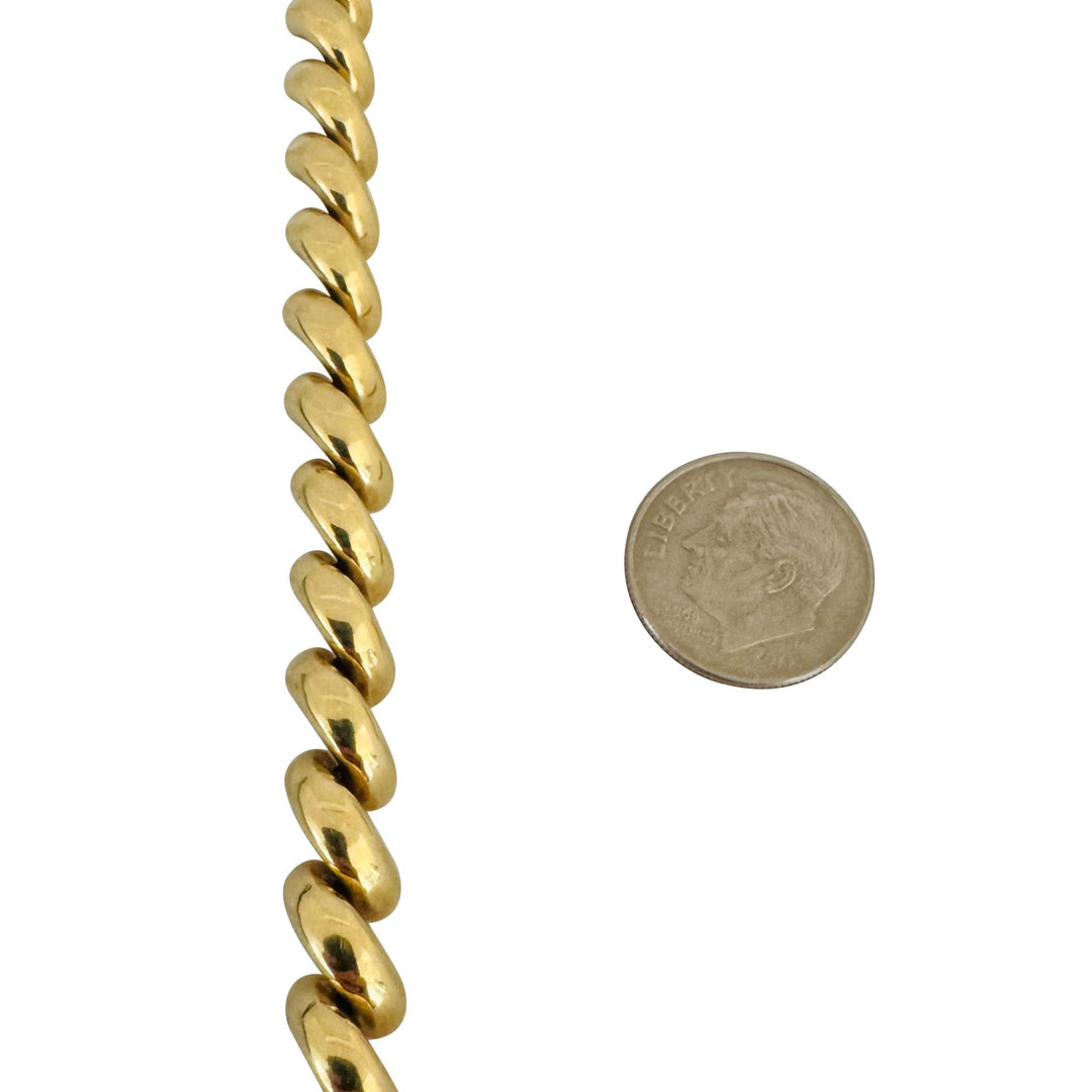 14k Yellow Gold 19.5g Ladies Polished 7.5mm San Marco Link Bracelet Italy 7"